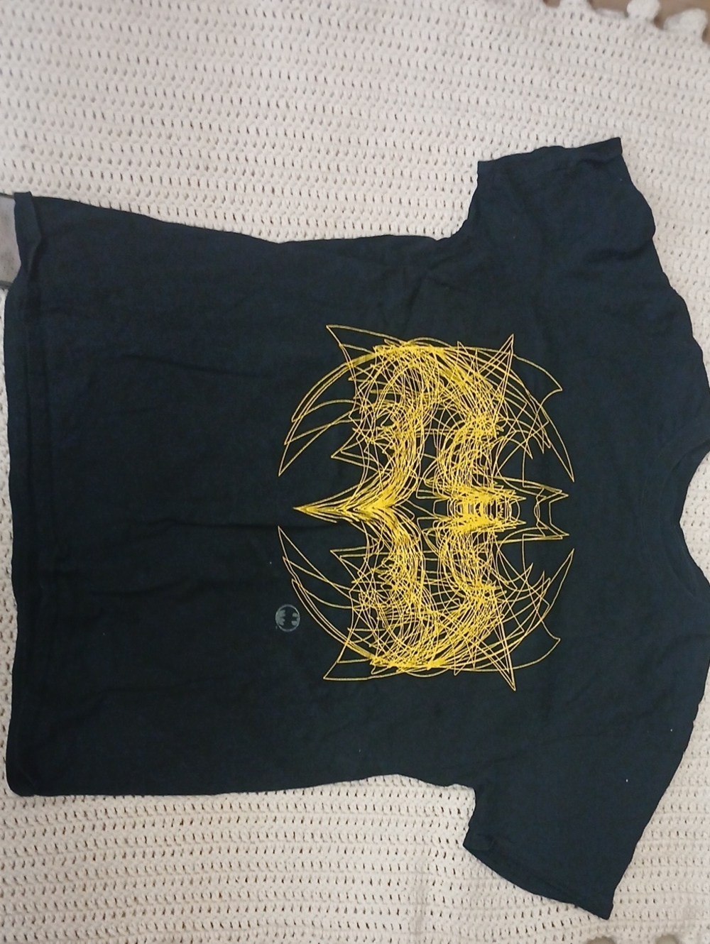 DC Comics Black Tee with Gold Bat Accent